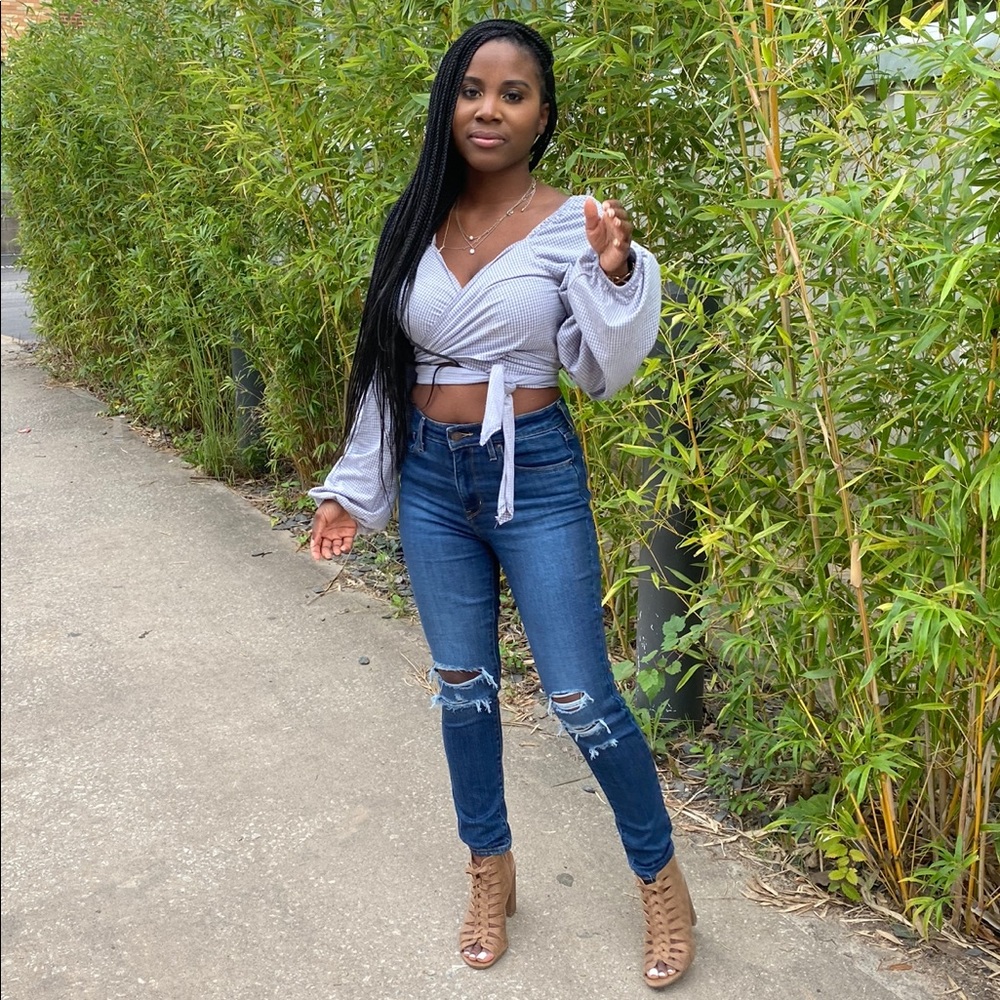 Zara Off the Shoulder Crop Wrap Top